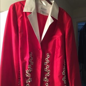 Red Victor Costa Designer Silk Blazer